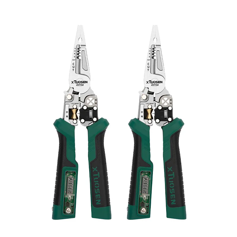 Multifunction Electrician Wire Stripper Pliers with High-Brightness Digital Display – Handheld Cable Stripping Tool with Voltage Tester, Cutter & Crimper for Electrical Work